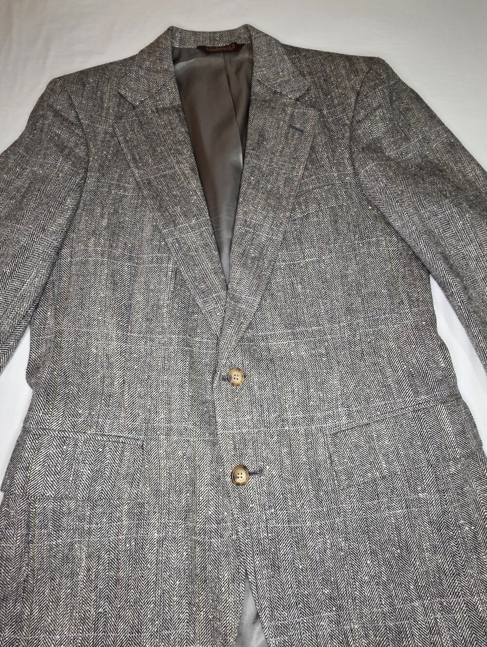 Vintage 80s Nordstrom Women’s Herringbone Tweed Wool Power Blazer Jacket 10 USA
